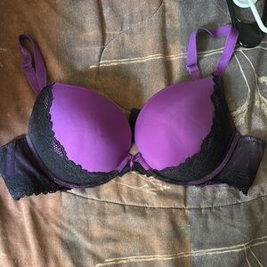 Purple and Black Lace Bra